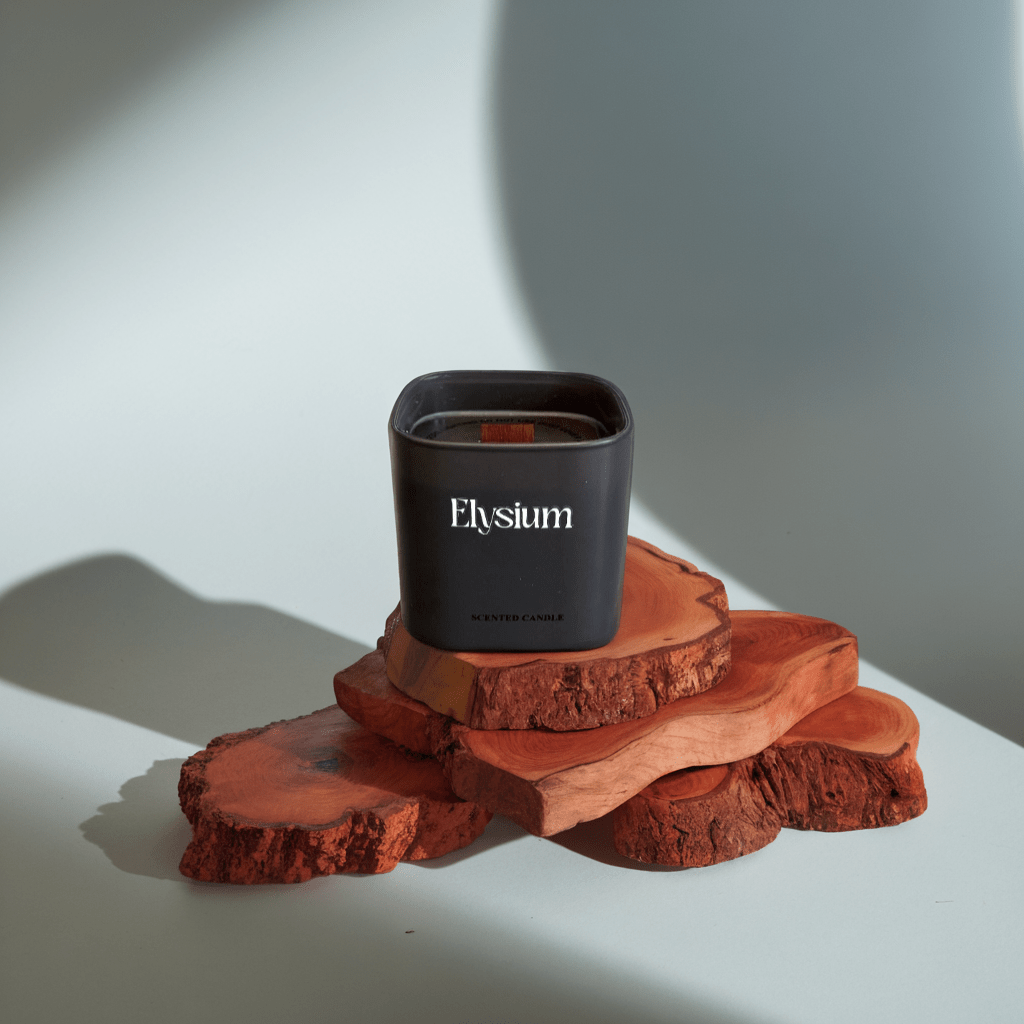 Red Teakwood - Scented Candle in Grey - Elysium Decor